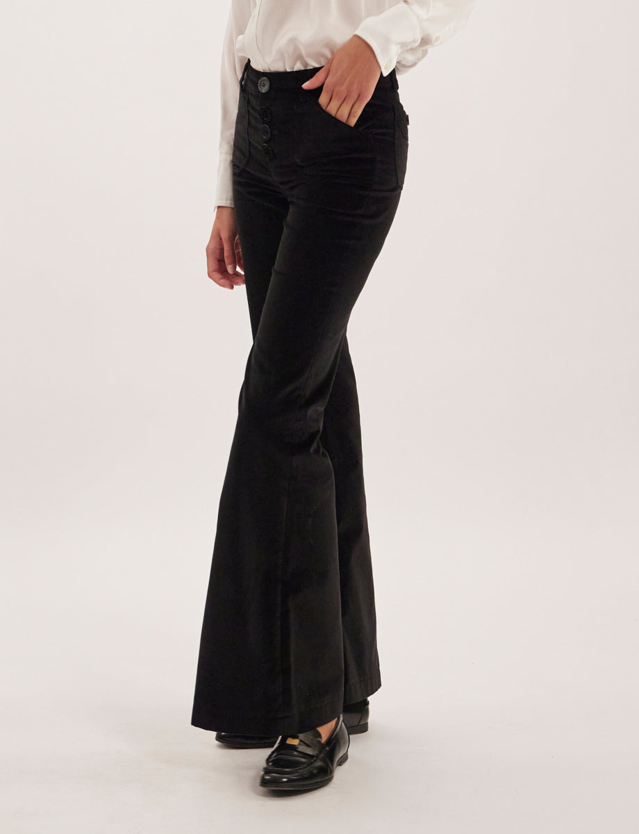 21qty RELIQUAT 75€ 25%  / Pantalon flare Charlotte - Black