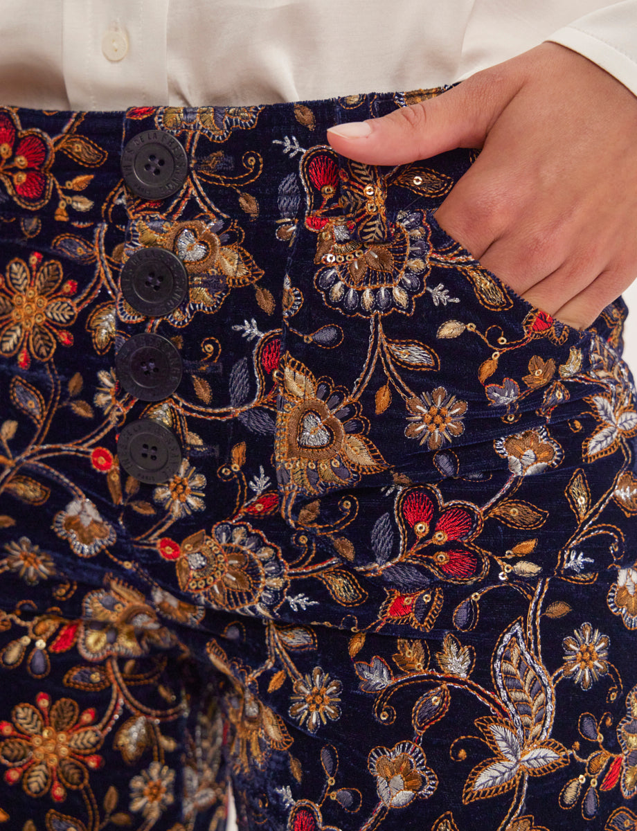 1qty RELIQUAT 90€ 0%  / Pantalon flare Charlotte - Navy Multicolor
