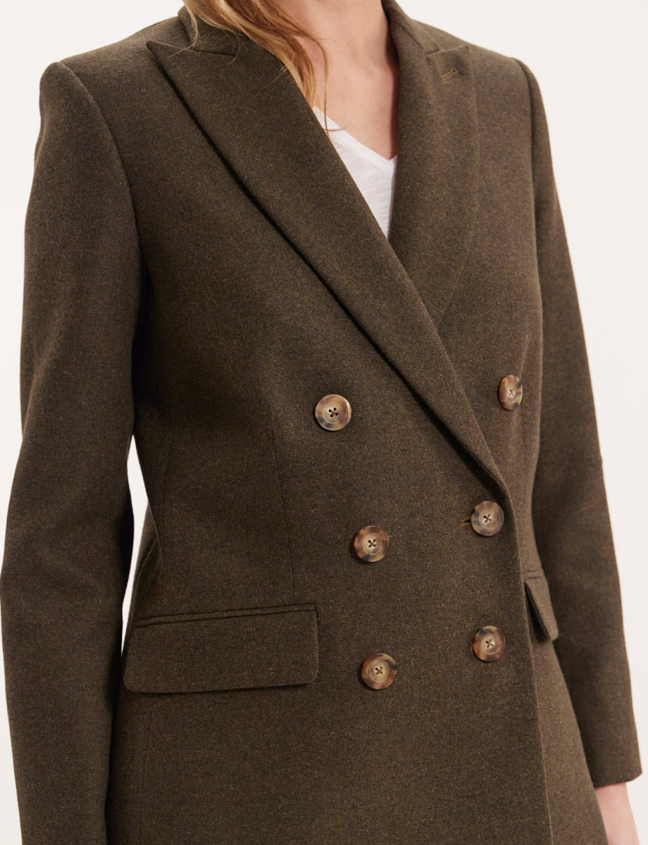 2qty RELIQUAT 120€ 16,7%  / Blazer croisé Ezio en laine - Khaki