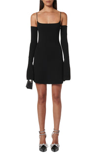 Amélie short dress embellished with rhinestones - Black