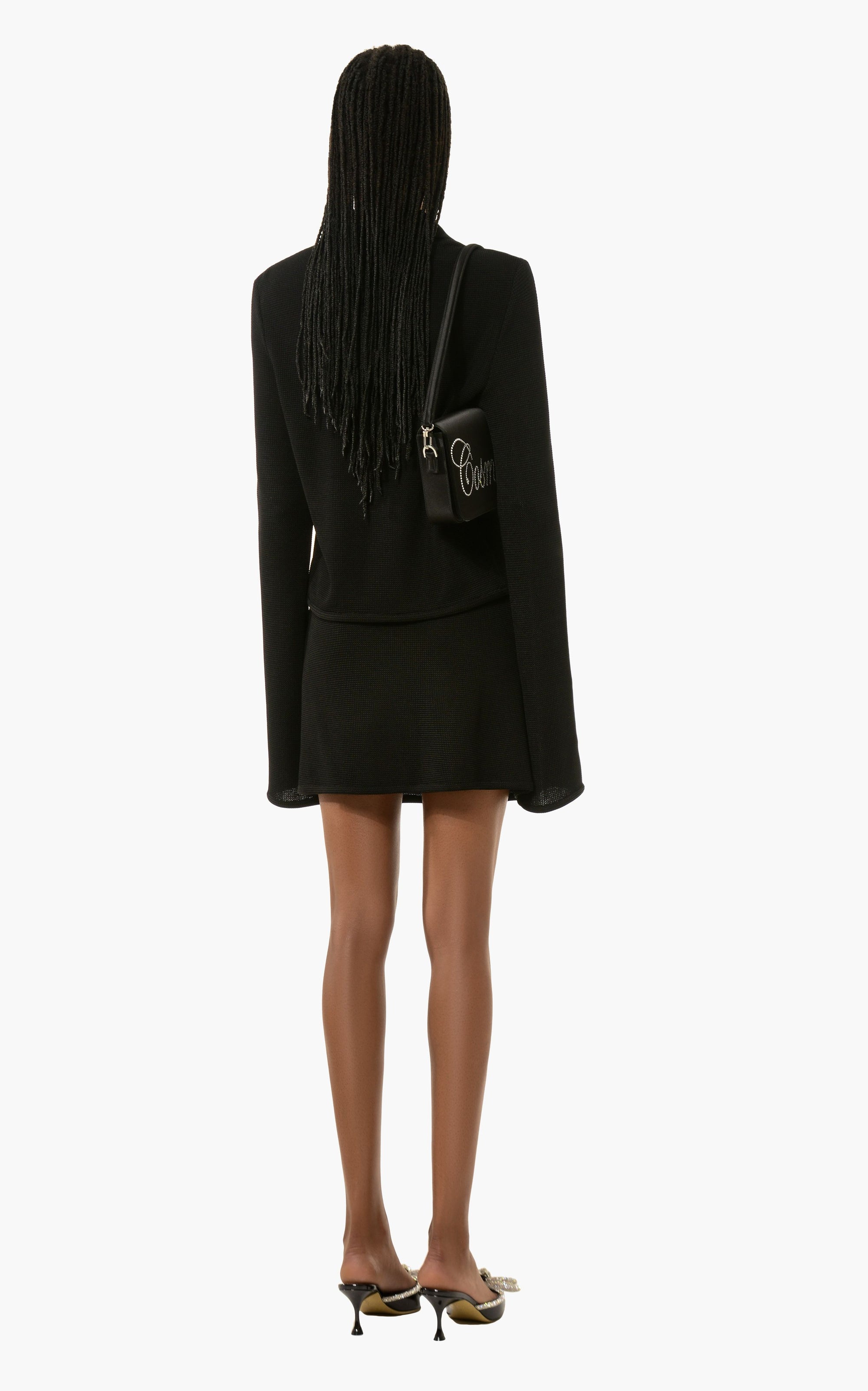 Jupe courte Bow texturée - Black