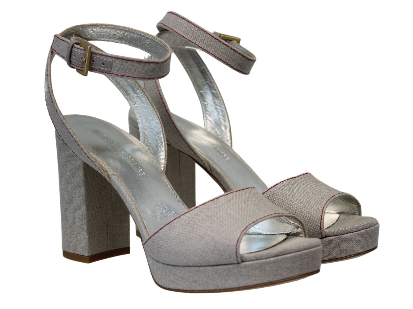 3qty NEW  / Sandales Laura compensée 80 en lin -  Beige