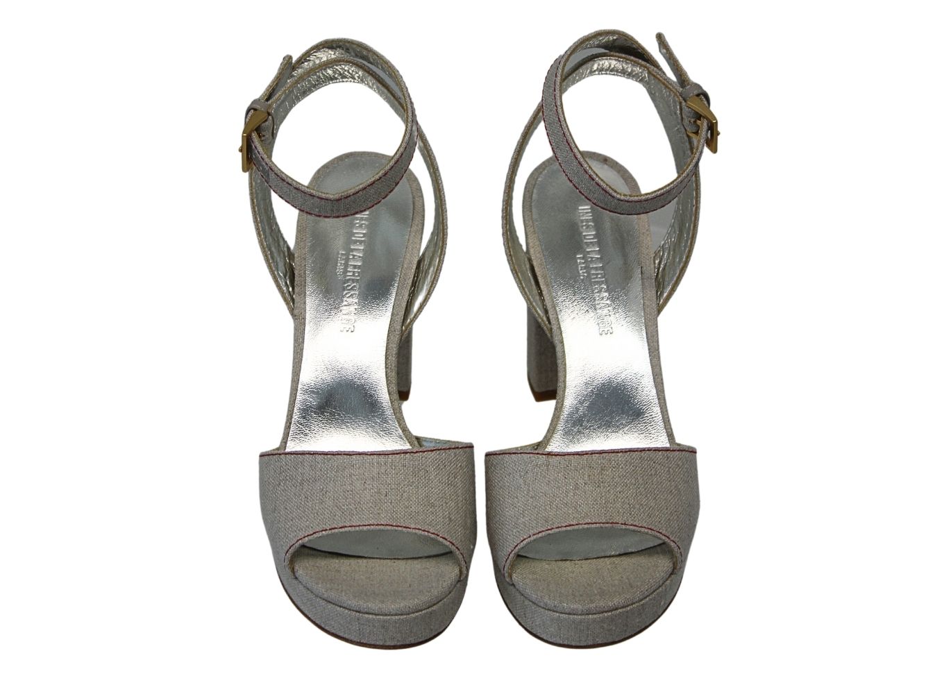 3qty NEW  / Sandales Laura compensée 80 en lin -  Beige