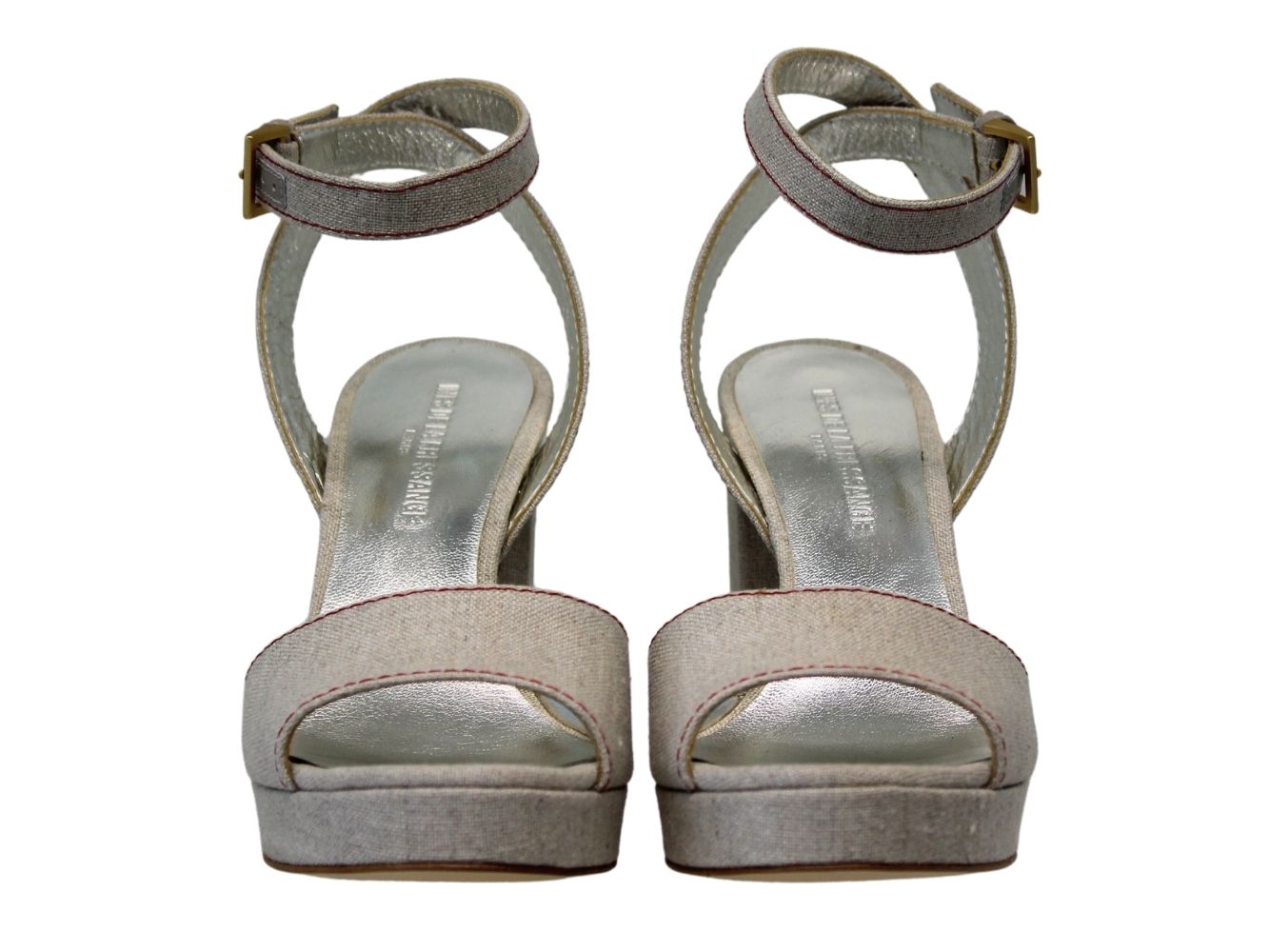 3qty NEW  / Sandales Laura compensée 80 en lin -  Beige