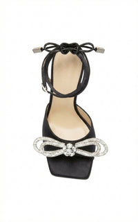 Double Bow 140 platform sandals in silk - Black