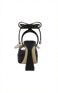 Double Bow 140 platform sandals in silk - Black
