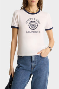 California printed t-shirt with piping - White