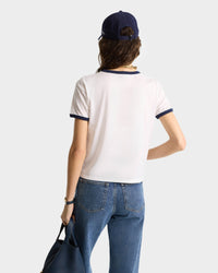 California printed t-shirt with piping - White