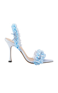 Antoinette 95 silk & rhinestone Slingback - Sky Blue