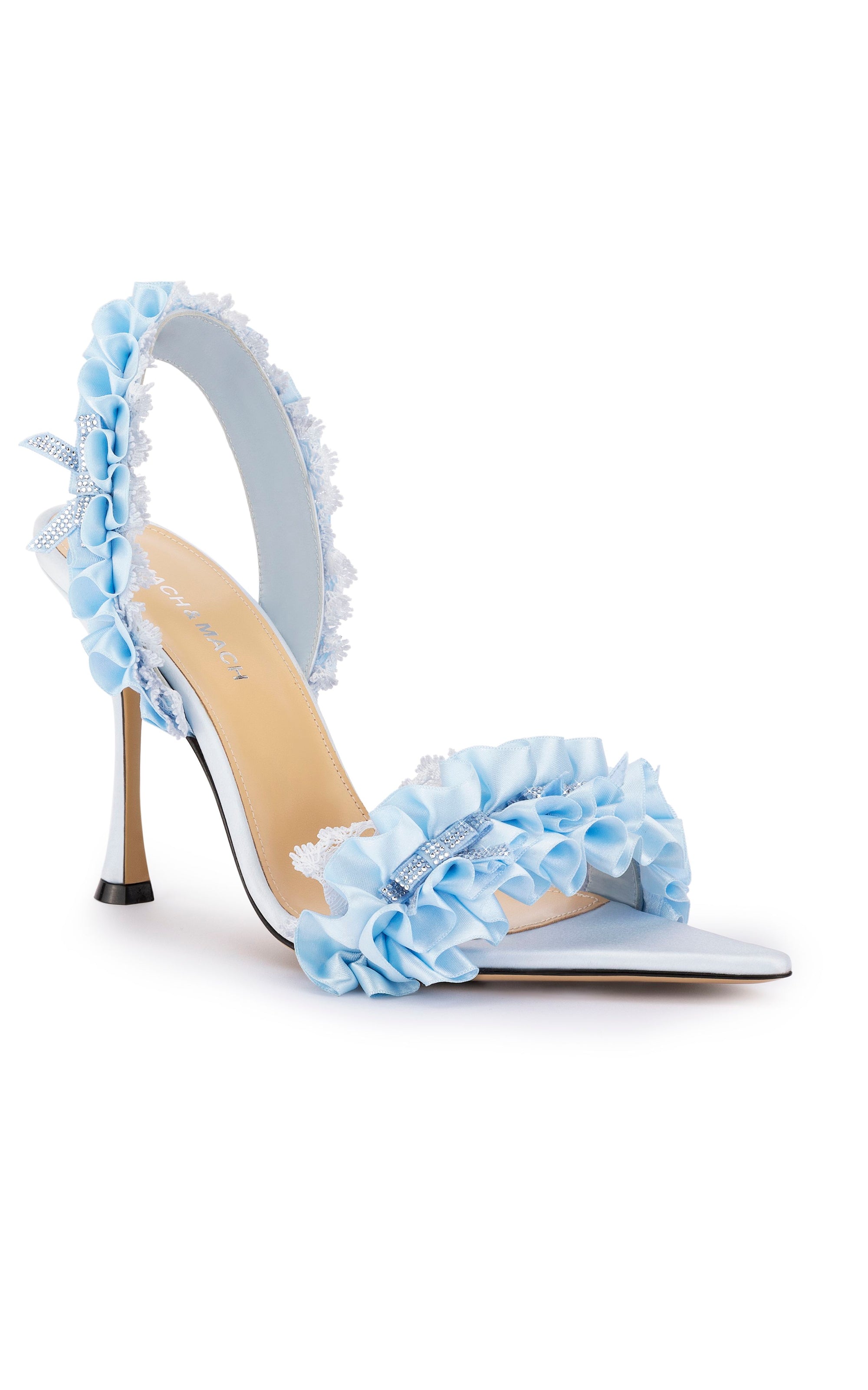 Antoinette 95 silk & rhinestone Slingback - Sky Blue