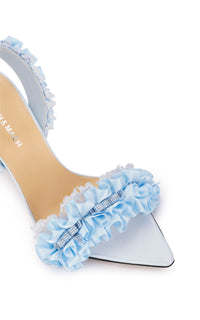 Antoinette 95 silk & rhinestone Slingback - Sky Blue