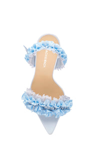 Antoinette 95 silk & rhinestone Slingback - Sky Blue