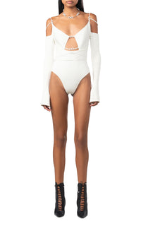 Body à découpes orné de strass - Ivory