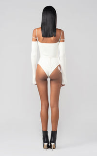 Body à découpes orné de strass - Ivory