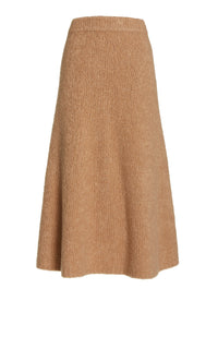 Pablo Boucle Skirt en camel bouclette cachemire soie fil