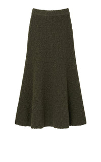 Pablo Boucle Skirt en olive bouclette cachemire soie fil
