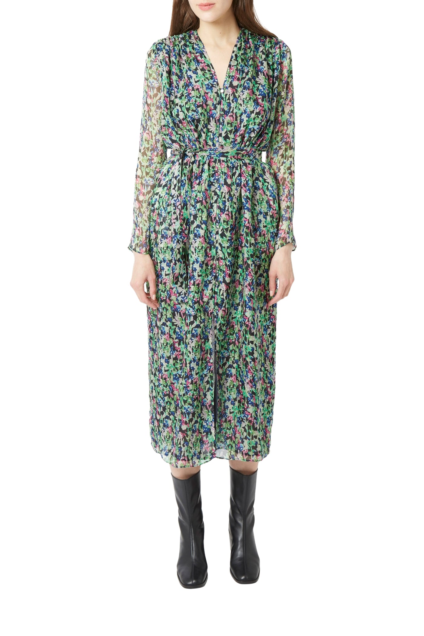 Robe midi Edward Monaco en soie - Vert