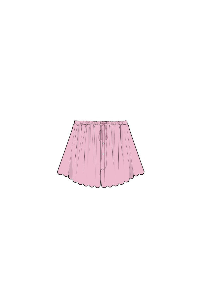 Drawstring Embroidered Mini Short - Orchid
