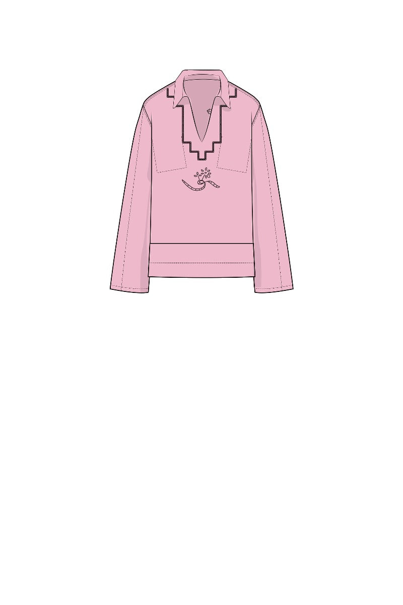 Oversized Embroidered Tunic - Orchid