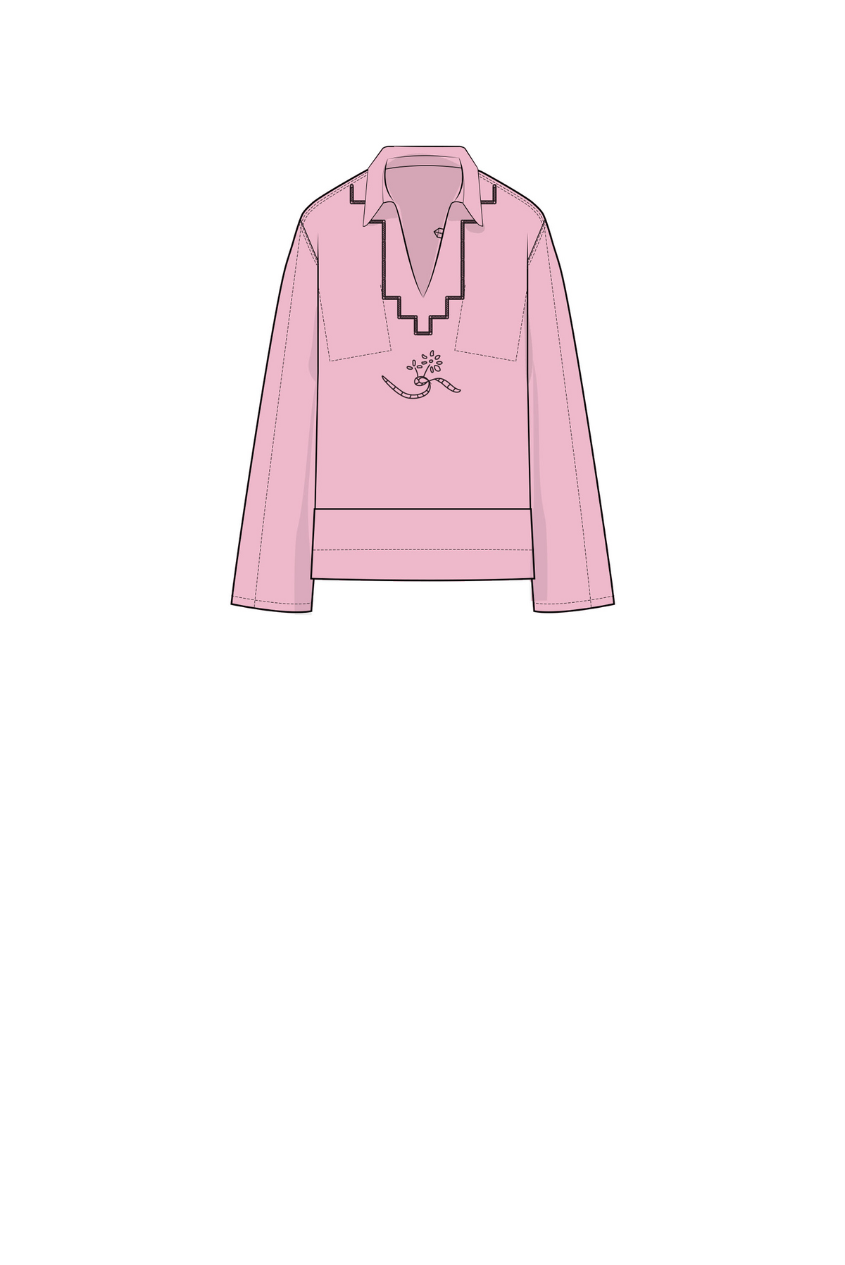 Oversized Embroidered Tunic - Orchid