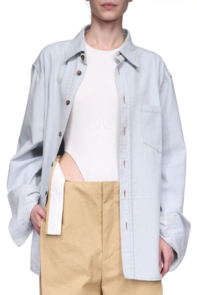 Oversized Mens Denim Shirt - Light Azul