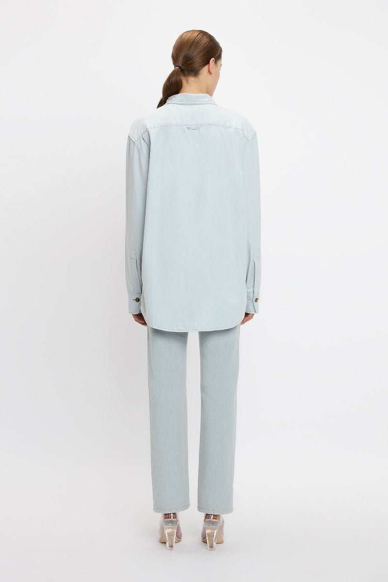 Oversized Mens Denim Shirt - Light Azul