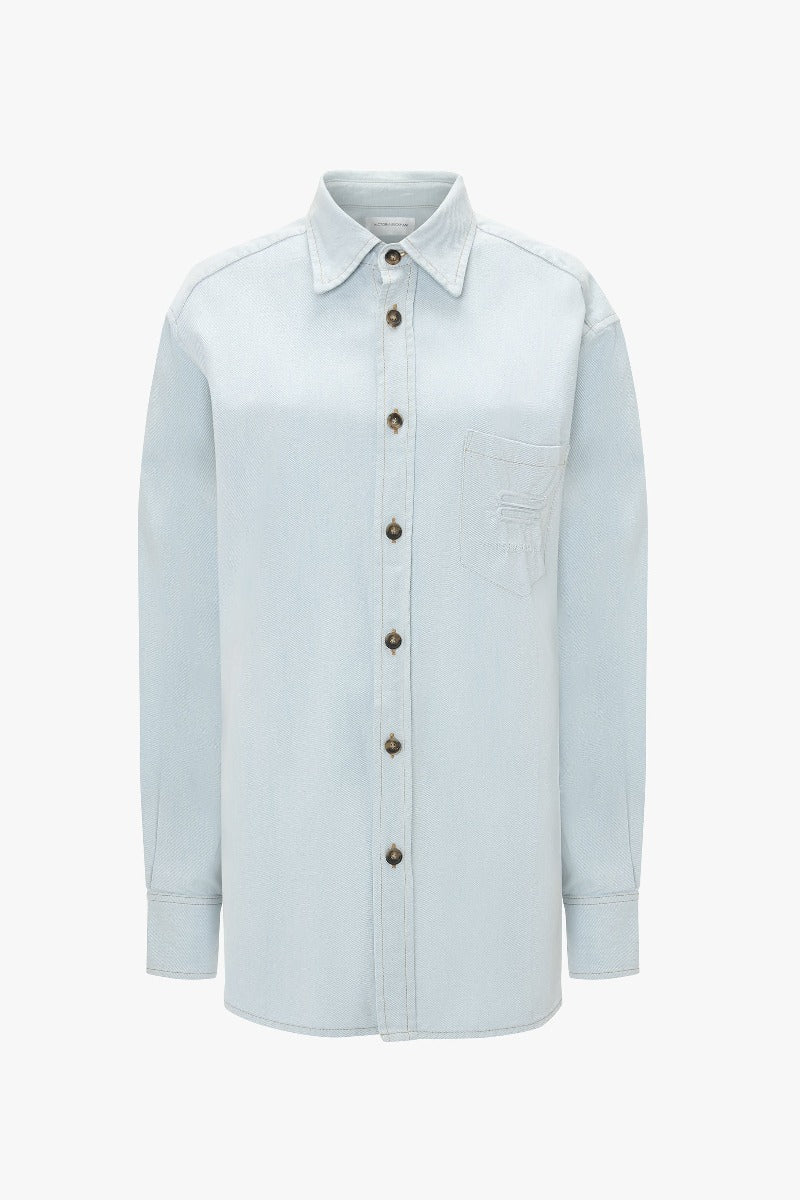 Oversized Mens Denim Shirt - Light Azul