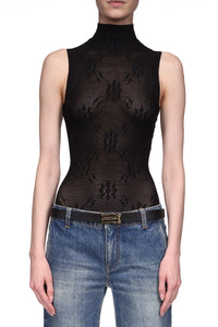 Sleeveless High Neck Bodysuit - Black