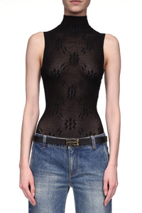 Sleeveless High Neck Bodysuit - Black
