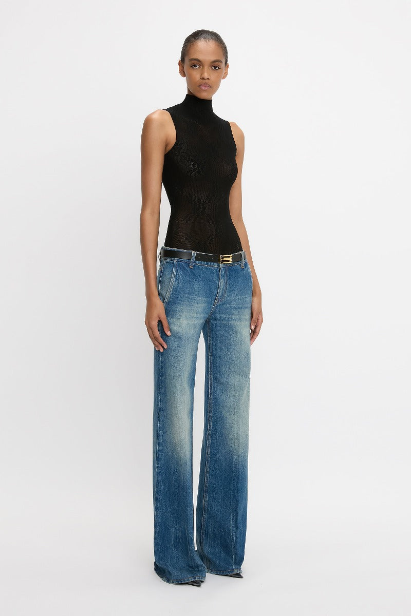 Sleeveless High Neck Bodysuit - Black