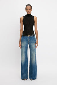 Sleeveless High Neck Bodysuit - Black