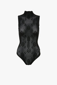 Sleeveless High Neck Bodysuit - Black