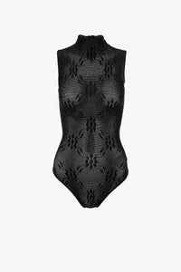 Sleeveless High Neck Bodysuit - Black