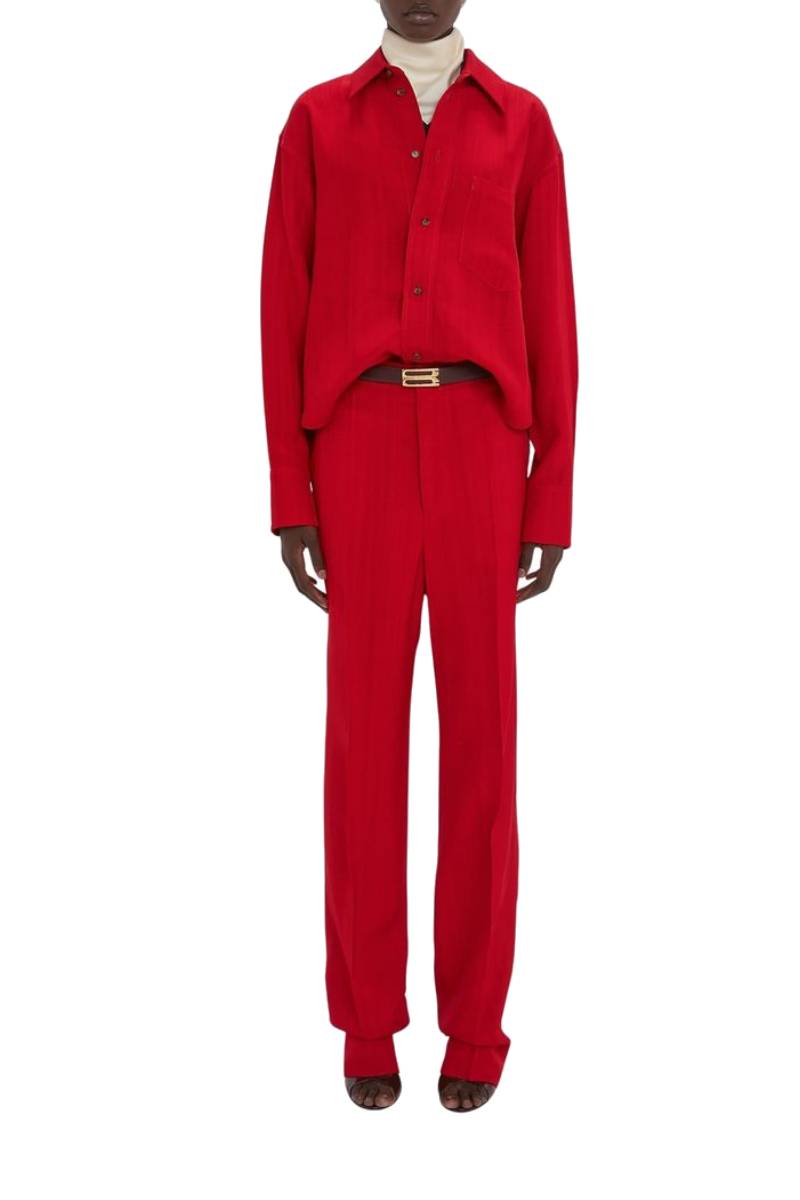 Cropped Long Sleeve Shirt - Carmine