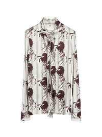 Blouse lavallière - White Brown