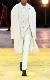 Paddington Overcoat en ivoire eco cachemire bouclette