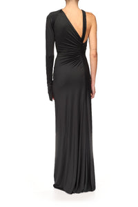 One Shoulder Asymmetric Gown - Black