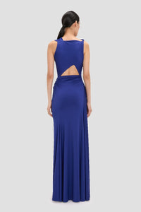 Sleeveless Draped Gown - Bright Indigo