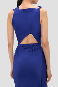 Sleeveless Draped Gown - Bright Indigo
