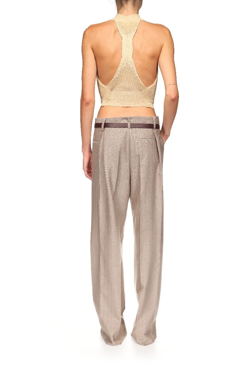 Draped Sleeveless Top - Sandstone