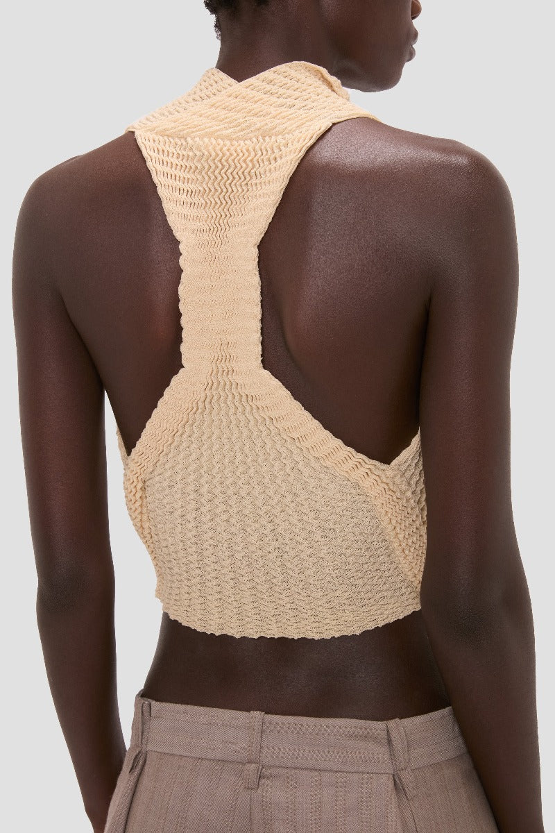 Draped Sleeveless Top - Sandstone
