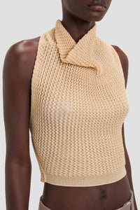 Draped Sleeveless Top - Sandstone