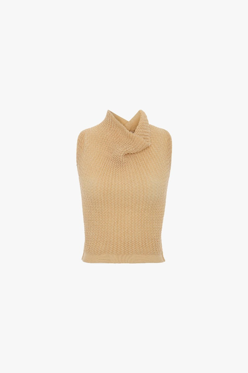 Draped Sleeveless Top - Sandstone