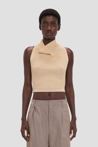 Draped Sleeveless Top - Sandstone
