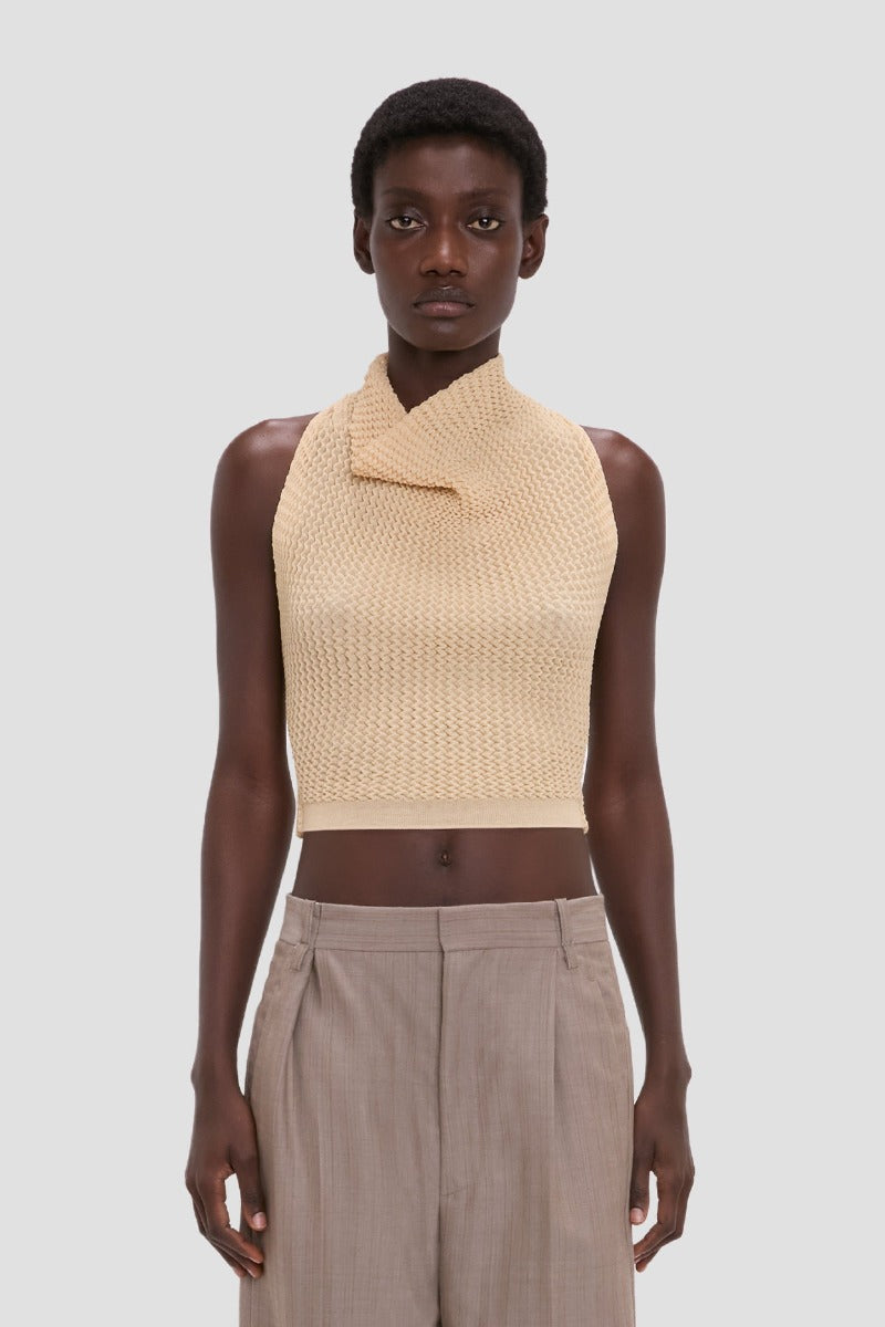 Draped Sleeveless Top - Sandstone