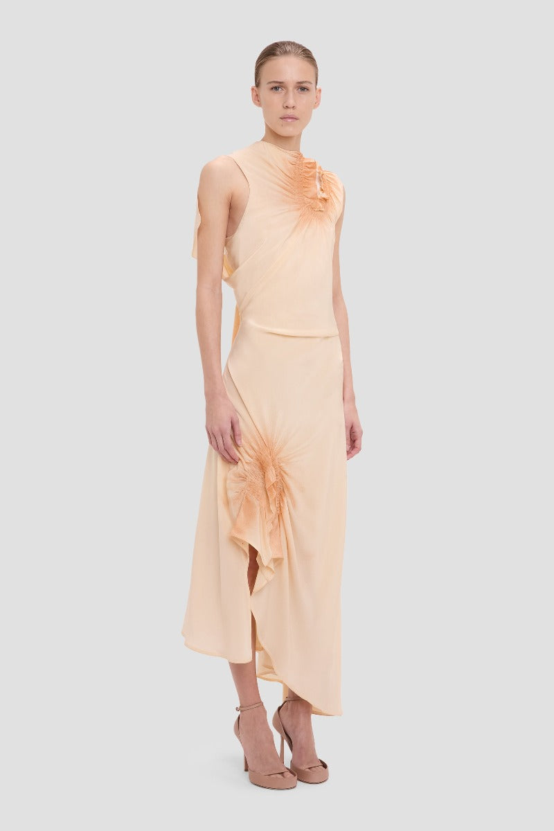 Smocked Sleeveless Dress - Sandstone
