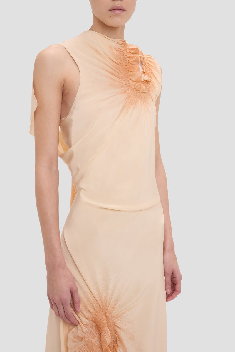 Smocked Sleeveless Dress - Sandstone