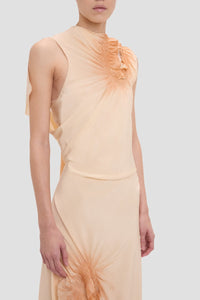 Smocked Sleeveless Dress - Sandstone