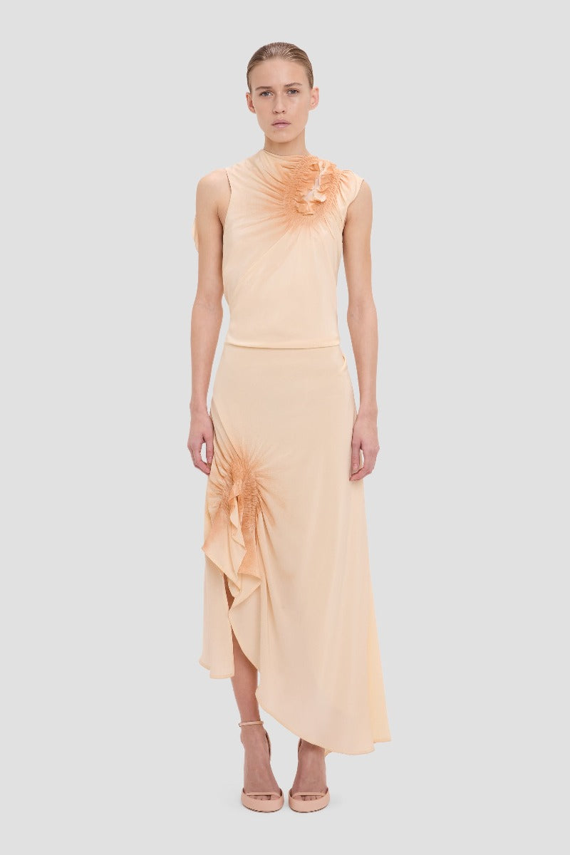 Smocked Sleeveless Dress - Sandstone