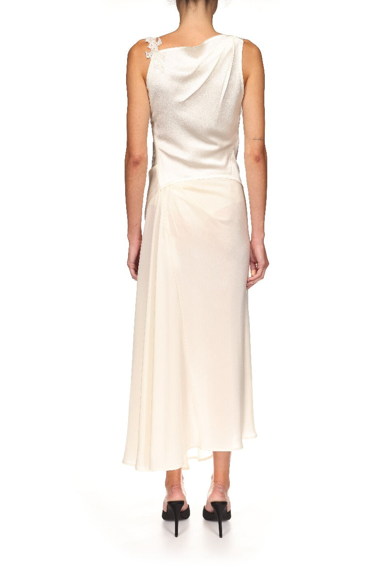Asymmetric Lace Detail Dress - Ivory
